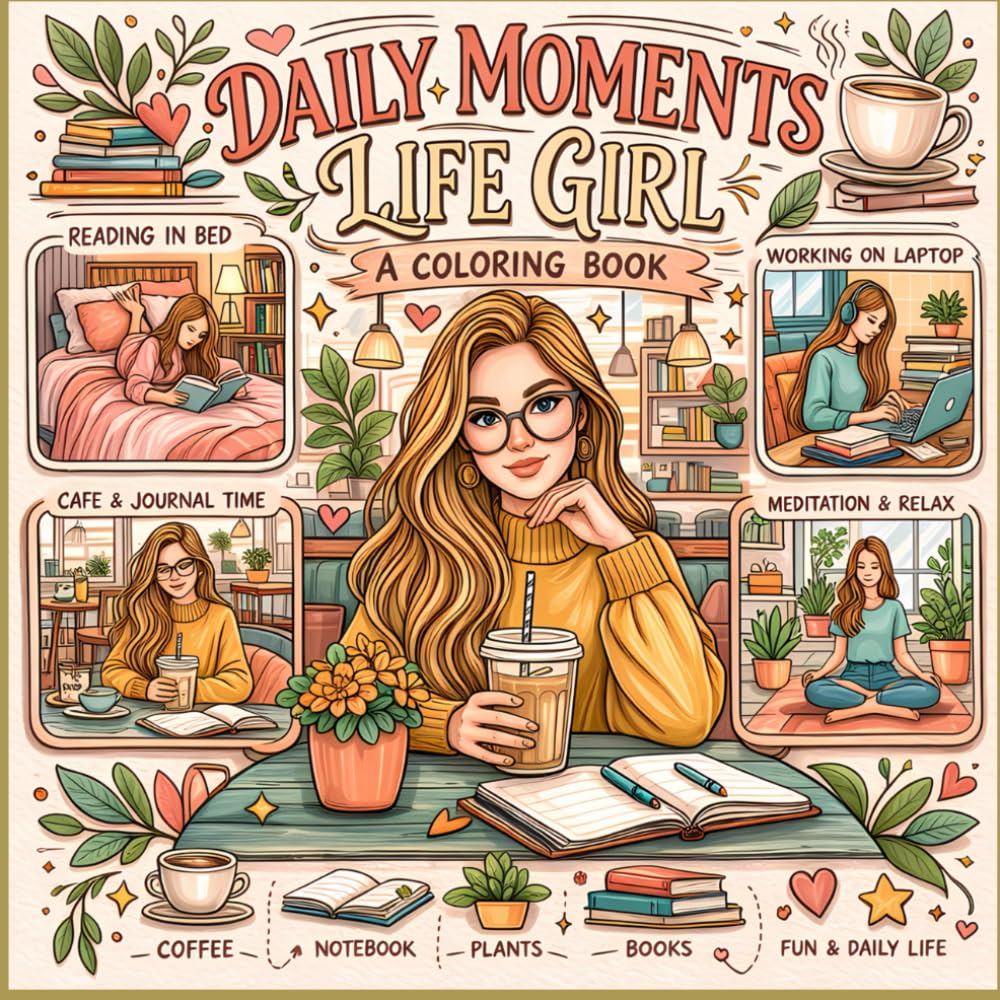 Daily Moments Life Girl Coloring Book: Relax, unwind, and celebrate the beauty of everyday life.
