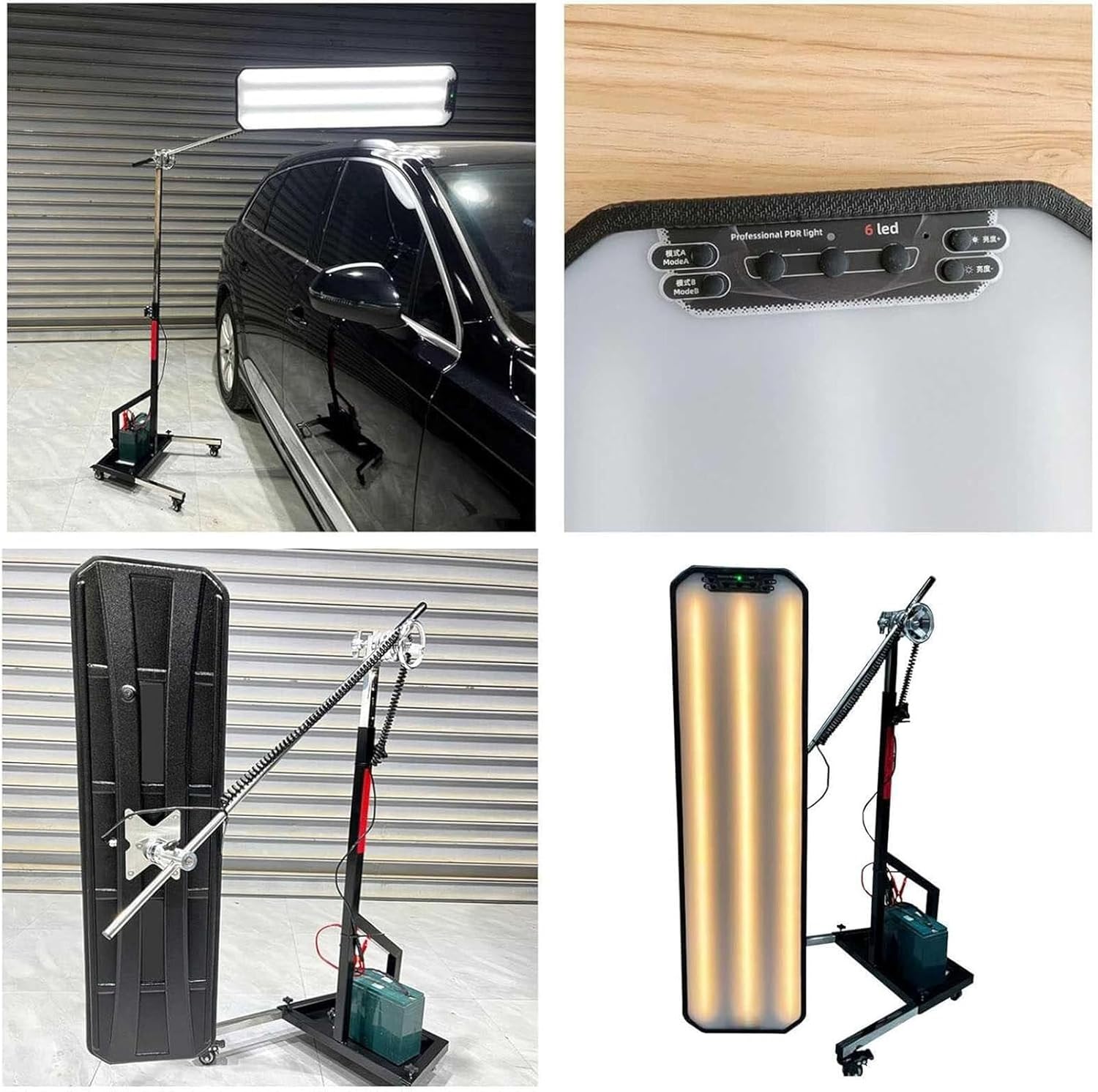 LED Lamp Reflector Board Dent Repair Tools Heavy Duty LED Light Reflection Board with Adjustable Holder Hand Tool Set for Checking Car Body Dent Repair