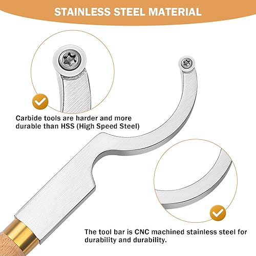 Miniatura 4 de Herramientas de torneado de torno,Herramientas de torno con mango de madera,Herramienta de torneado de torno de carburo para torneado de madera o