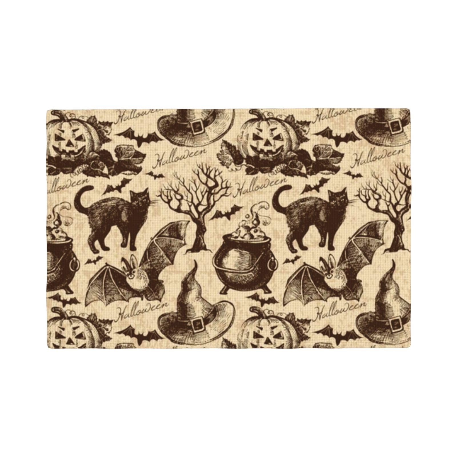 WKSGDSG Linen Placemats Set Of 6, Witch Hat Heat Resistant Place Mats Wipe Clean Washable Placemats For Dining Table Kitchen Table Party Table Mats, Double Layer 12x18 Inch