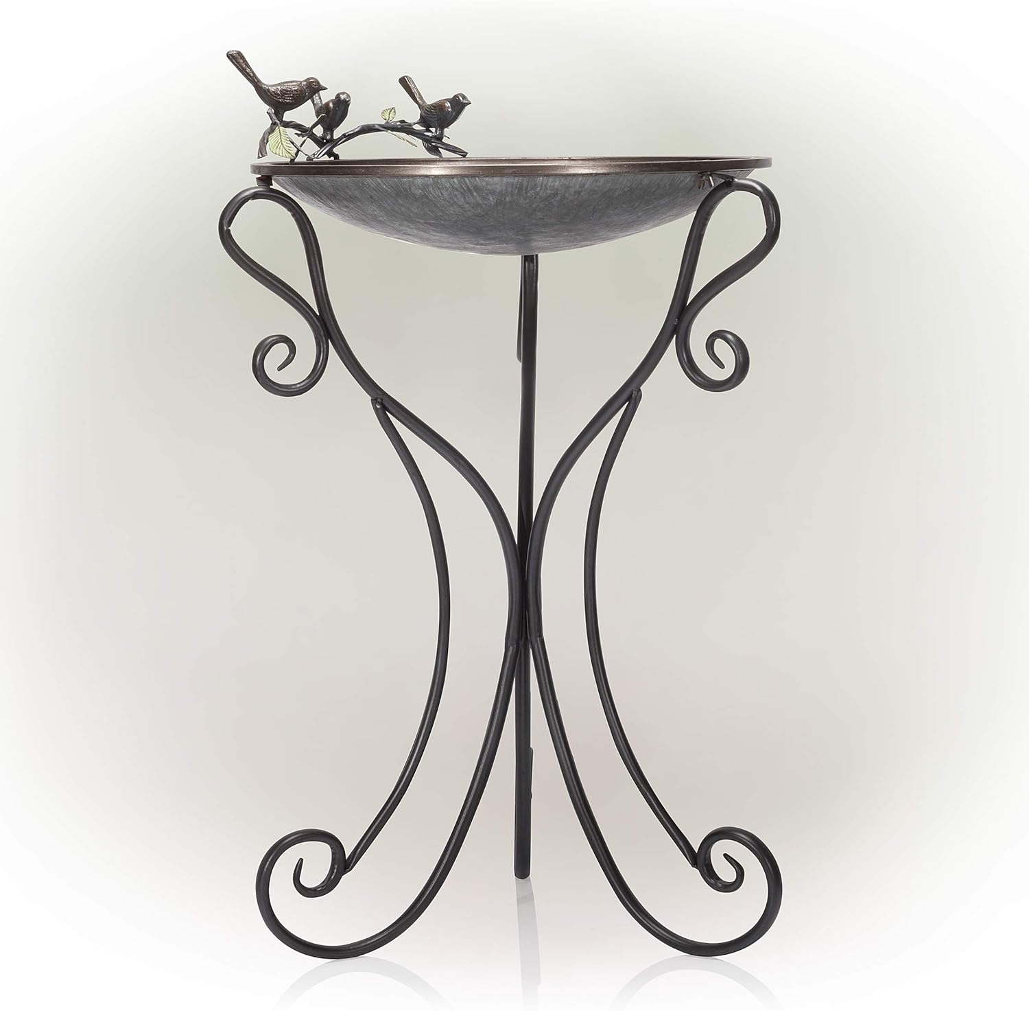 Alpine Corporation ORS684 Alpine Vintage Metal Birdbath, 22" L x 24" W x 35" H, Silver : Patio, Lawn & Garden