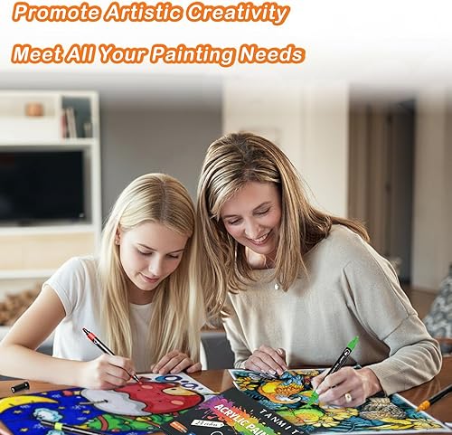 Miniatura 5 de Rotuladores de pintura acrílica, 24 colores de doble punta para pintura de rocas, madera, lienzo, piedra, vidrio, superficies de cerámica,