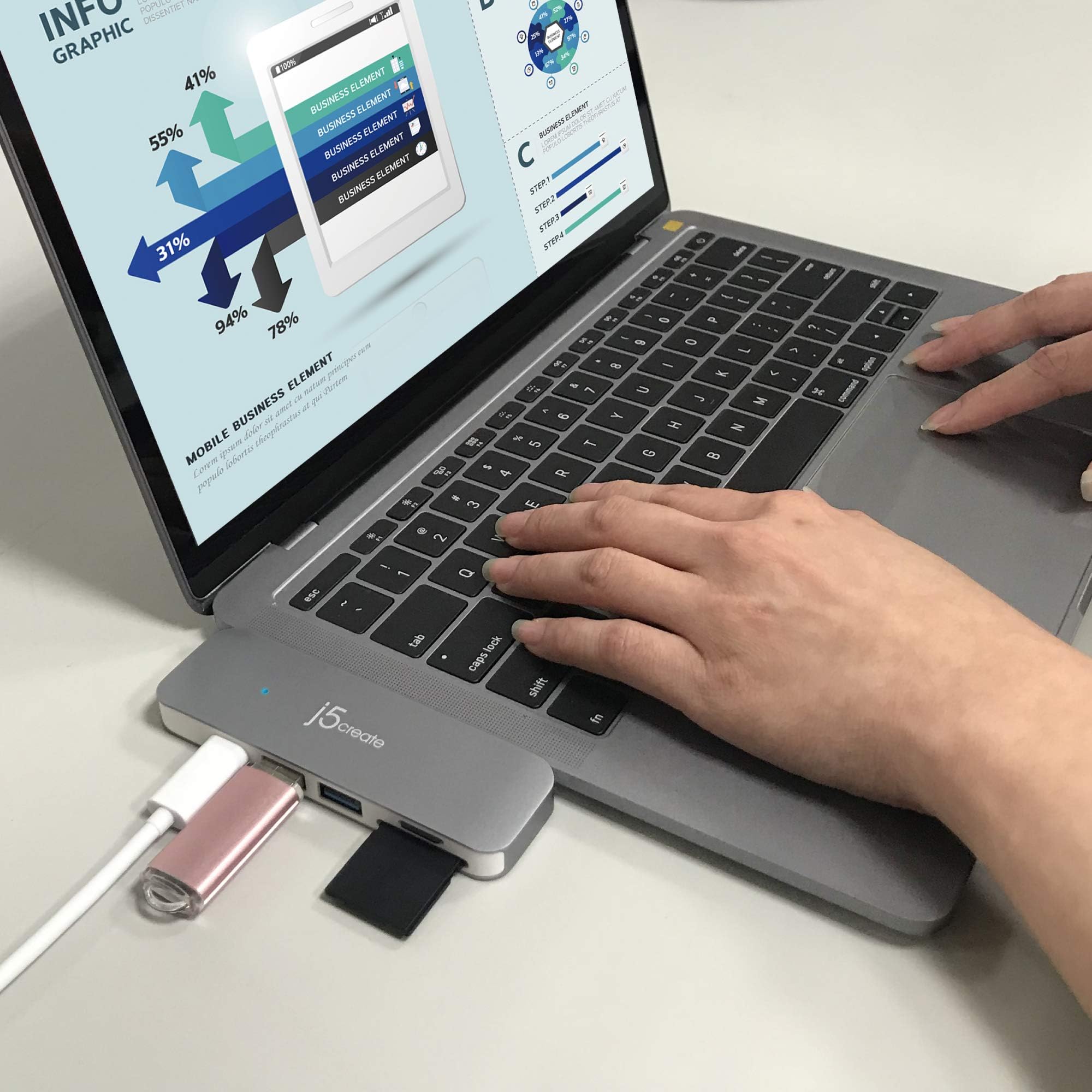 Amazon.com: j5create USB-C 7-in-1 UltraDrive Mini Dock 2 USB