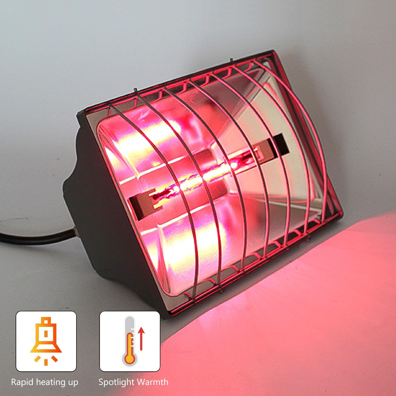 BORDEAG Lampada a luce rossa per pulcini, 175 W, paralume di calore con interruttore a risparmio energetico, riscaldamento per polli, rettili, terrario, con catena di fissaggio da 2 m