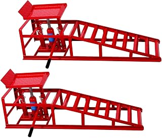 2PCS Heavy Duty Hydraulic Car Ramps, 5T 10000LBS Portable Hydraulic Car Lift for Car Repair, Car Ramps High Lift for Home Garage, Vehicle Auto Garage Repair (Red, 2 Pack)