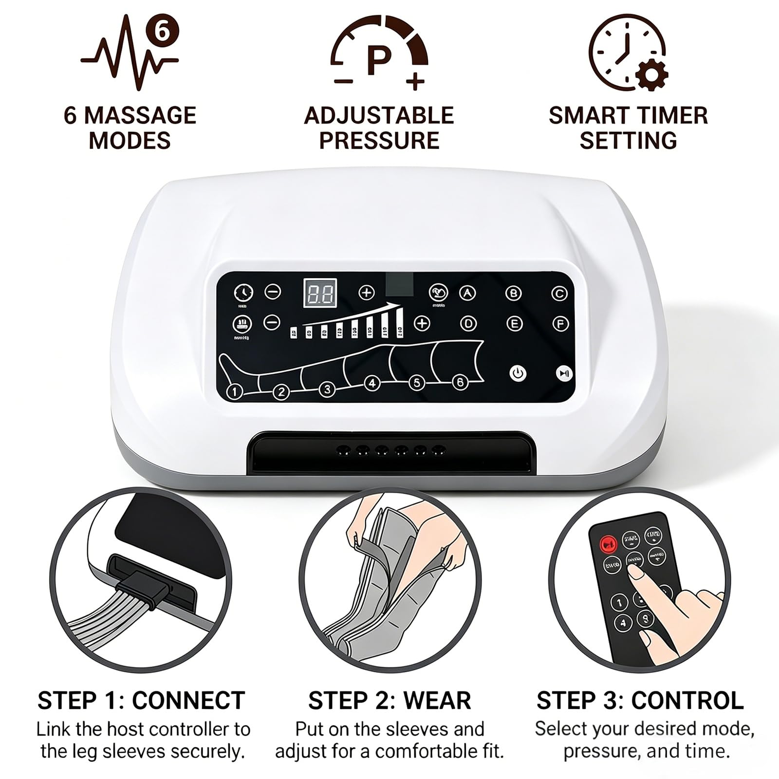 Pressoterapia per Casa, Massaggiatore Gambe Linfodrenante Timer Regolabile Elettrico Compressione Aria, Circolazione Sollievo Dolore Gambe Pesanti Lipedema Massaggio Profondo Trattamento Recupero