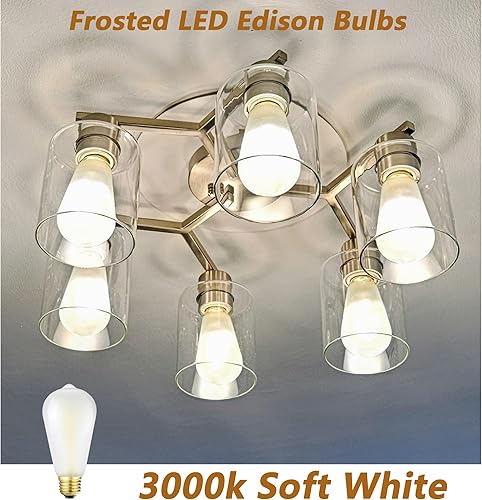 Miniatura 3 de Bombillas LED Edison E26, equivalente a 6 W, 600 lúmenes, AC120 V, blanco suave 3000 K, ST58 bombillas de filamento LED antiguas regulables con 90+