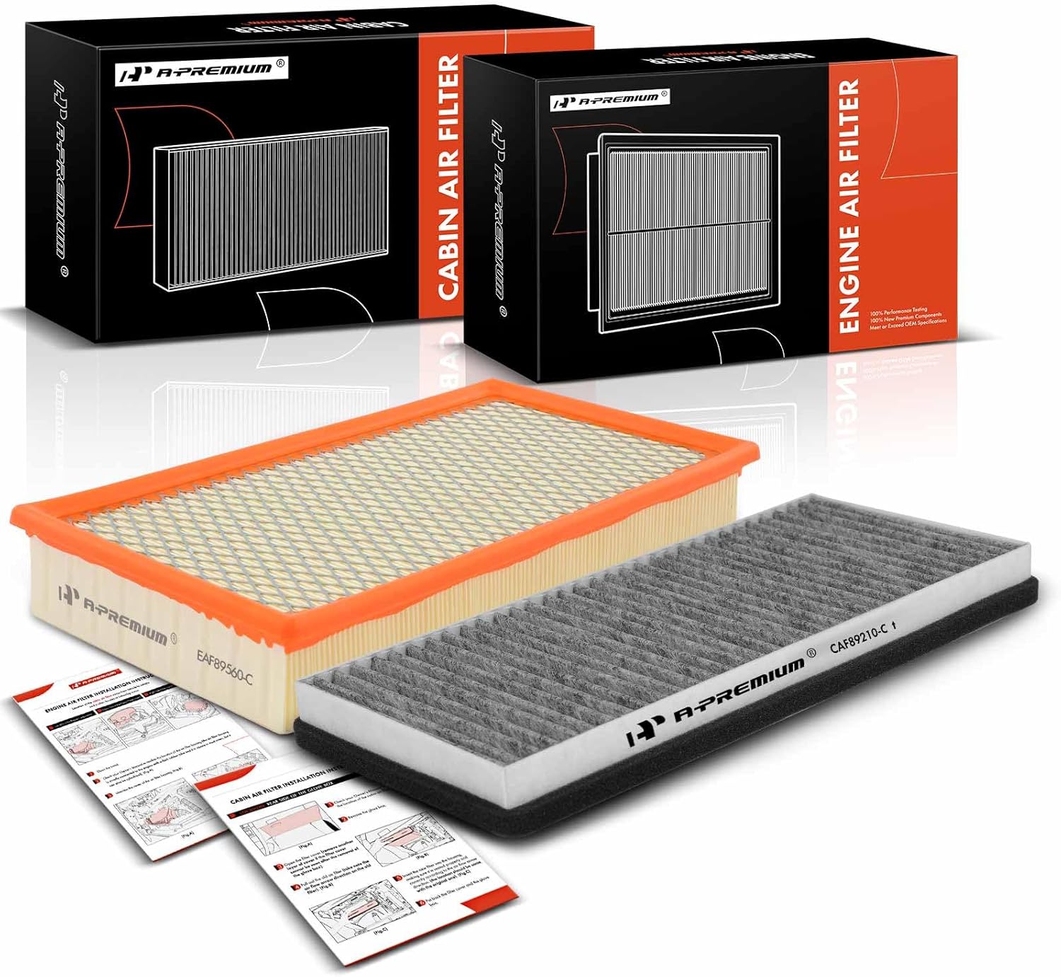 A-Premium 2-PC Engine & Cabin Air Filter with Activated Carbon Compatible with Ford Freestar 2004-2007 3.9L, 4.2L & Mercury Monterey 2004-2007 4.2L