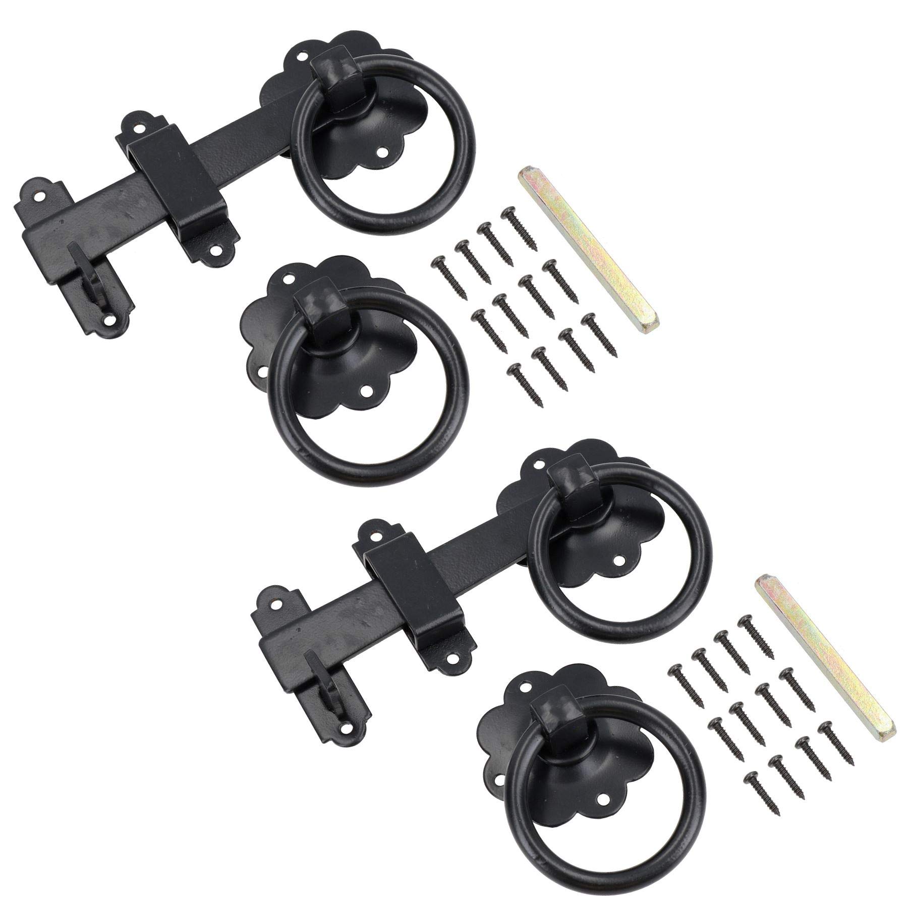6” (150mm) Heavy Duty Twisted Ring Gate Latch Catch for Garden Gates Doors 2pk