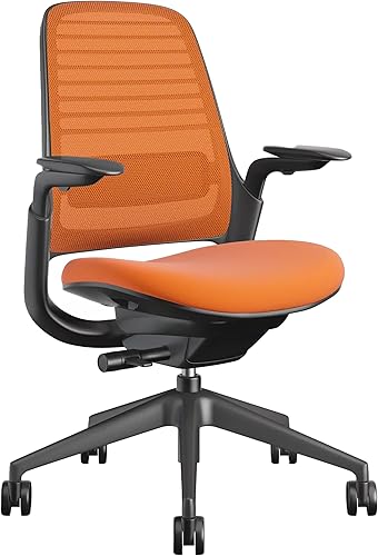 Steelcase Series 1 Office Chair - Ergonomic Work Chair with Wheels for Hard Flooring - Helps Support Productivity - Weight-Activated Controls, Back & Arm Support - Easy Assembly - Tangerine