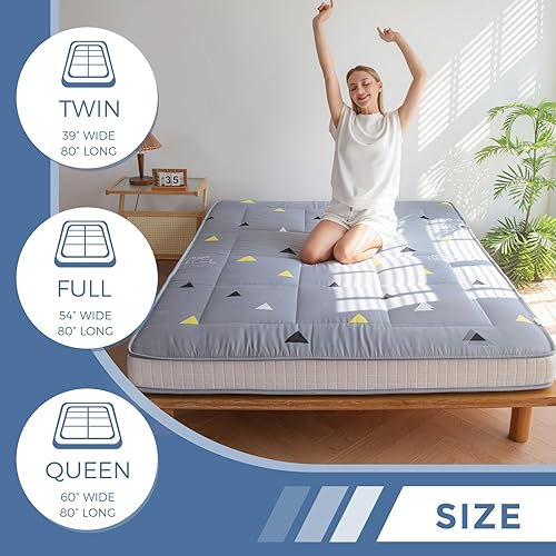 Miniatura 10 de MAXYOYO Colchón de futón extra grueso de 6 pulgadas, colchón plegable de tatami, colchón de suelo para adultos, colchón enrollable, colchón de
