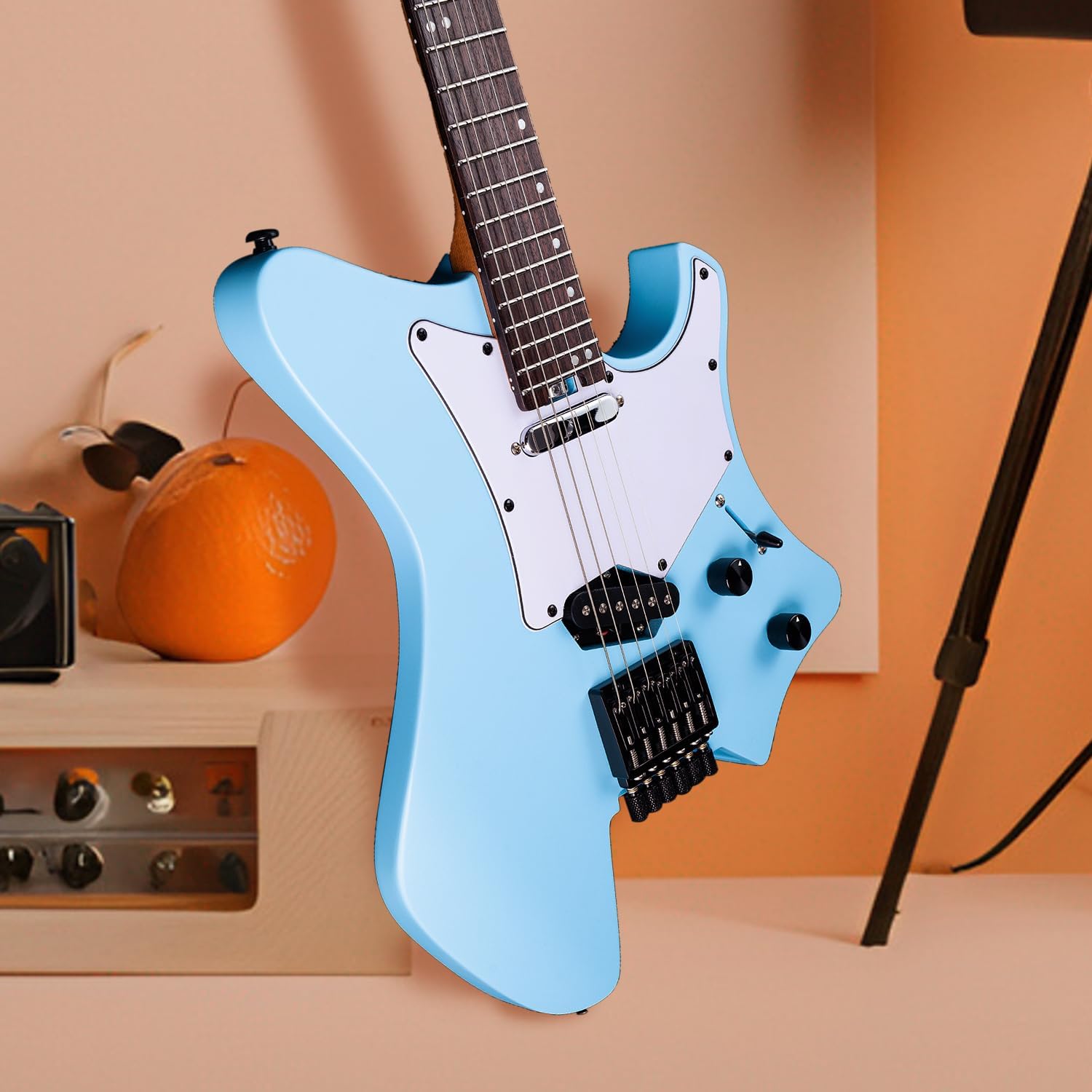 EART GW2TP-SE Lightweight Headless Electric Guitar, Solid Electric Guitar, Roasted Mahogany Body, Custom Artones-TSE pickups with Guard, Satin Finish