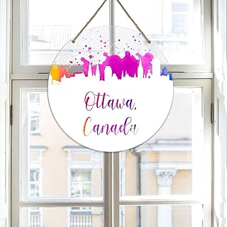 Welcome Sign Canada Ottawa Round Acrylic Sign City Landscape Silhouette Sign Modern Landscape Wall Art Signs For Living Room Bedroom Front Door Office Housewarming Gift 12x12in
