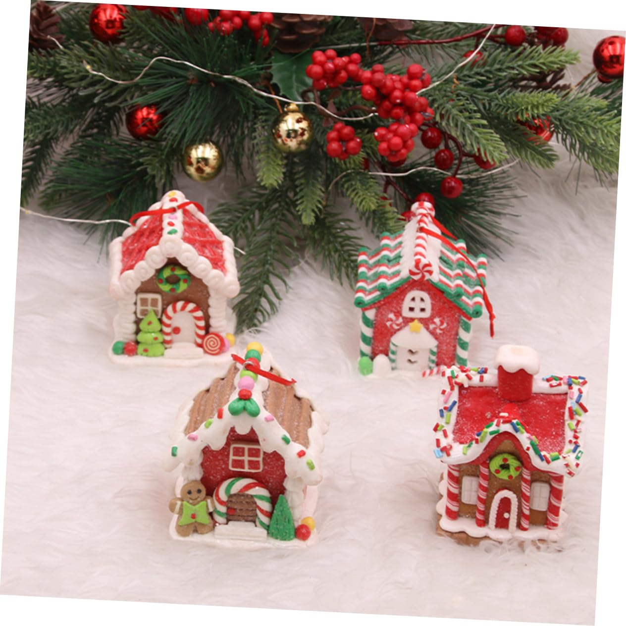 Cabilock 4 Set Set Di Ornamenti Per L'Albero Di Natale Per Le Vacanze Ornamenti Per La Casa Di Pan Di Di Natale Per La Casa Da Tavolo 4 Pezzi 4 pezzi * 4