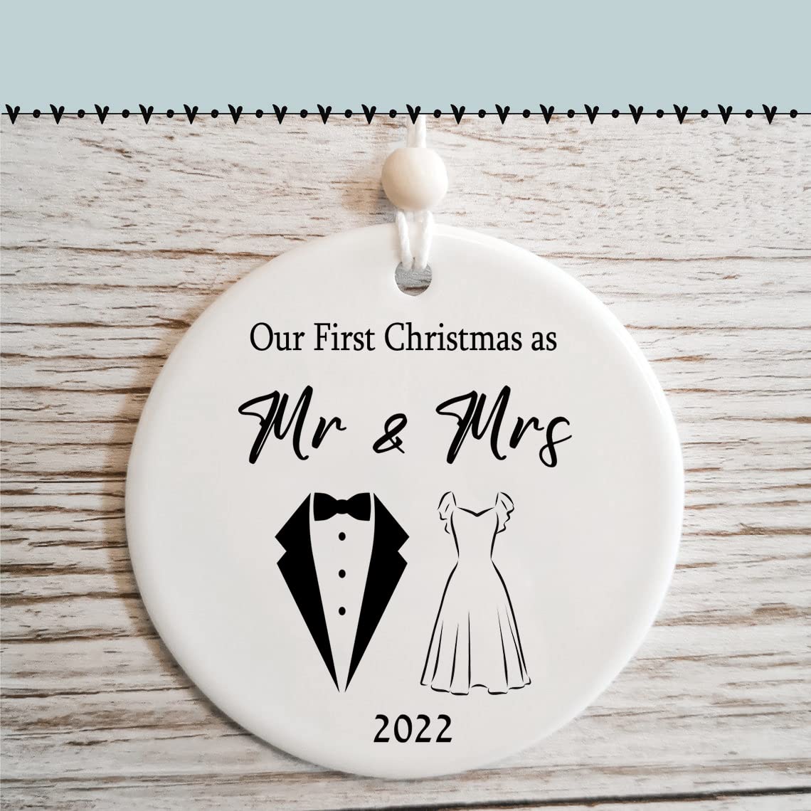 Kusry Our First Christmas Married Ornament 2022 First Year as Mr and Mrs Ornaments, Newly Married Gifts for The Couple, Newlywed
