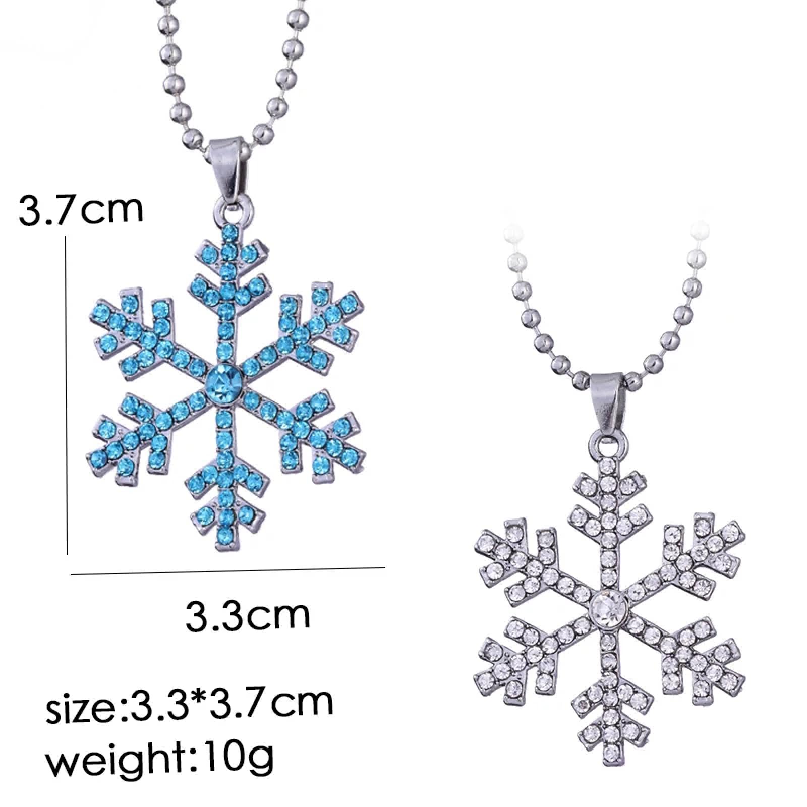 Collar Colgante Cadena Hombre Mujer Joyas Necklace Collar Bule con Encanto De Copo De Nieve Colgante De Flor De Nieve Amigos Regalos Joyería