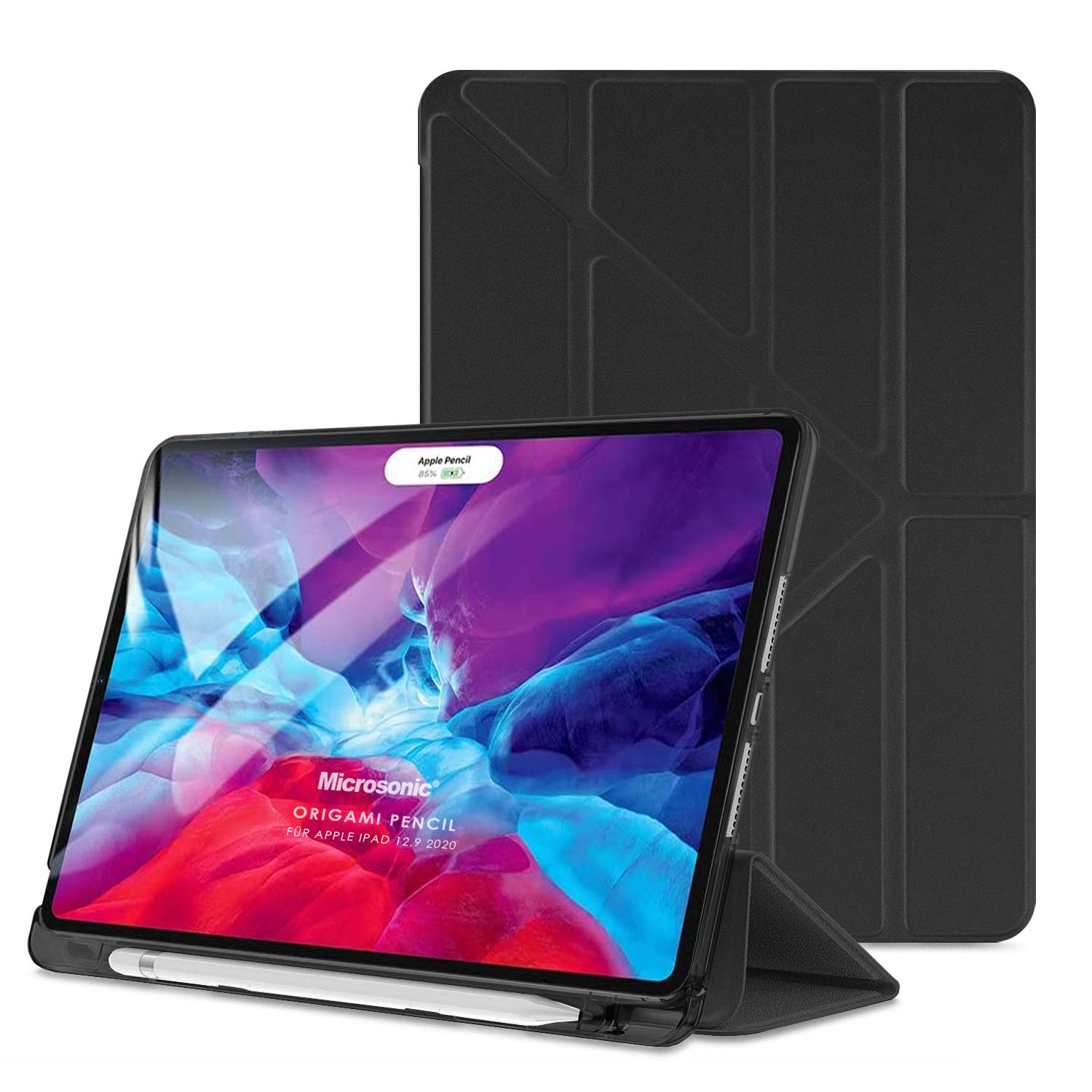 Microsonic Apple iPad Pro 12.9'' 2021 5. Nesil için Kılıf (A2378-A2461-A2379-A2462) Origami Pencil Siyah [iPad Pro 12.9 2021 ile Uyumlu Kılıf - Siyah]
