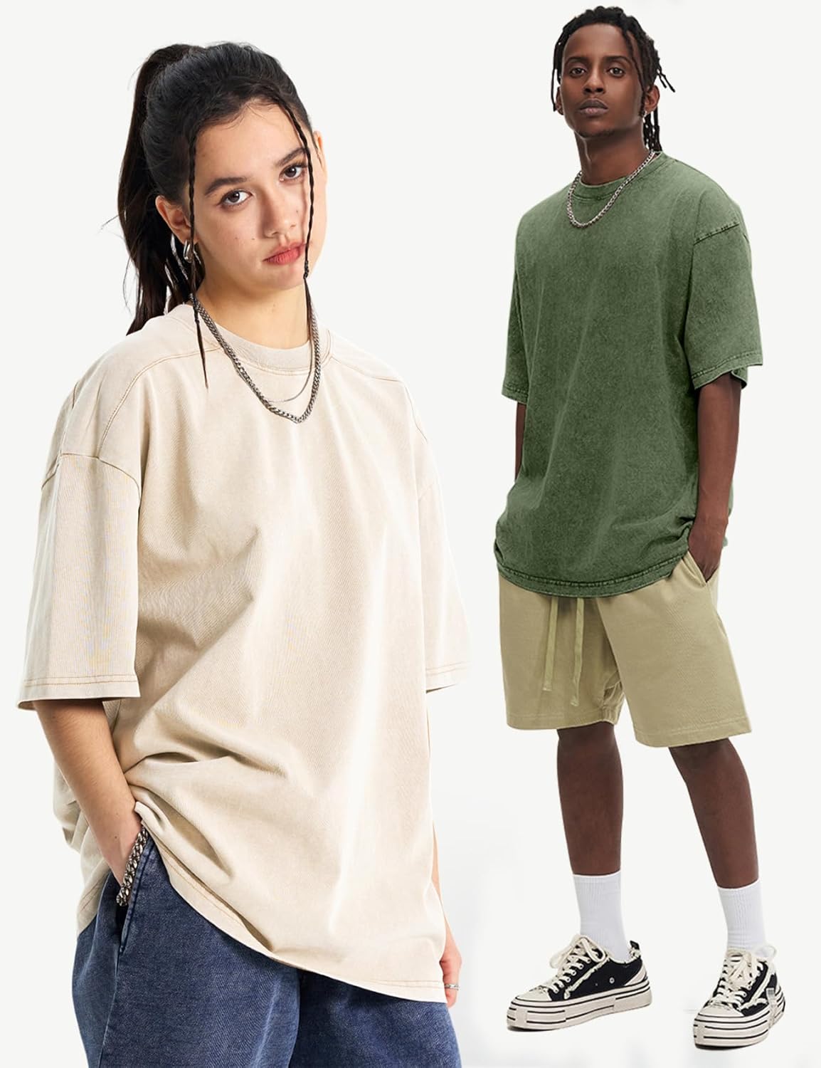 Yimoon 4 Pack Women's Oversized T-Shirts Acid Wash Boyfriend Cotton Tee Shirt Loose Fit Vintage Unisex Streetwear Tops - Image 7