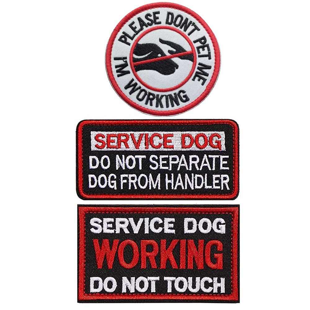 Embroidery Service Dog Working Patch Do Not Pet Me Patch Removable Service Dog Patches with Hook and Loop 3 PCS