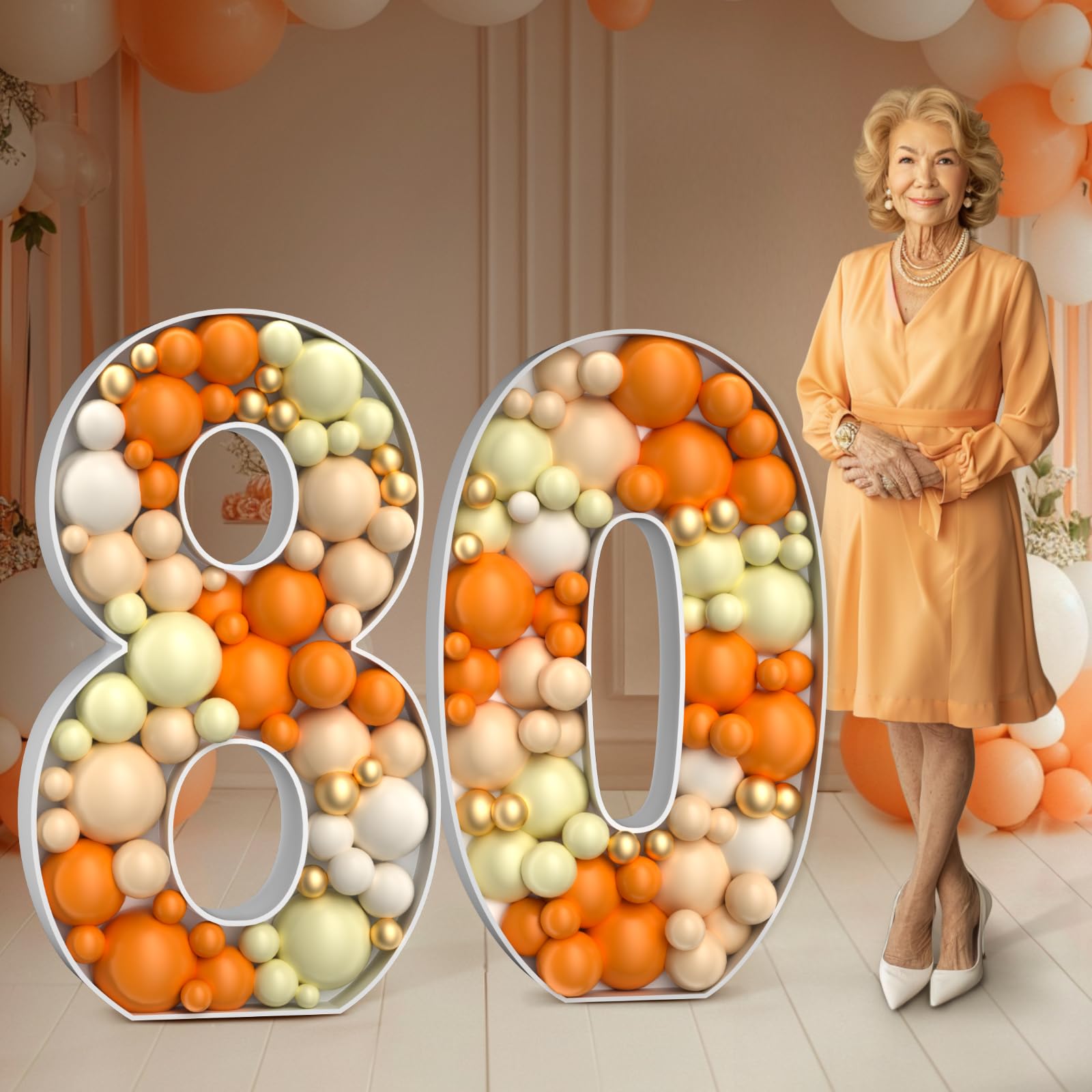 Mosaic Numbers for Balloons 4FT: Large 80th Birthday Decorations Balloon Mosaic Number Frame Marquee Number 80 Anniversary Party Decor Cardboard