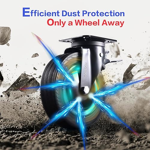 Miniatura 10 de Juego de 4 ruedas giratorias industriales de 8 pulgadas con freno de 3200 libras, capacidad de carga, ruedas de goma para carrito, muebles, banco de