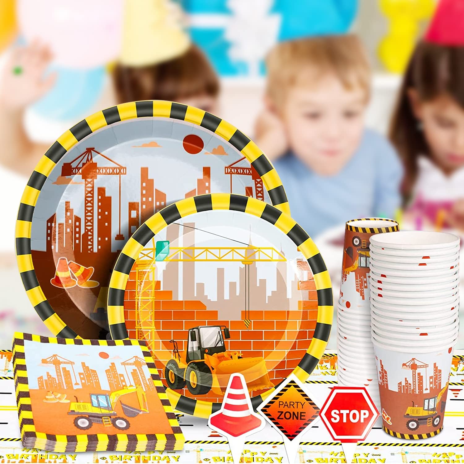 Vaisselle De Fête Sur Chantier - Décoration D'anniversaire - 80