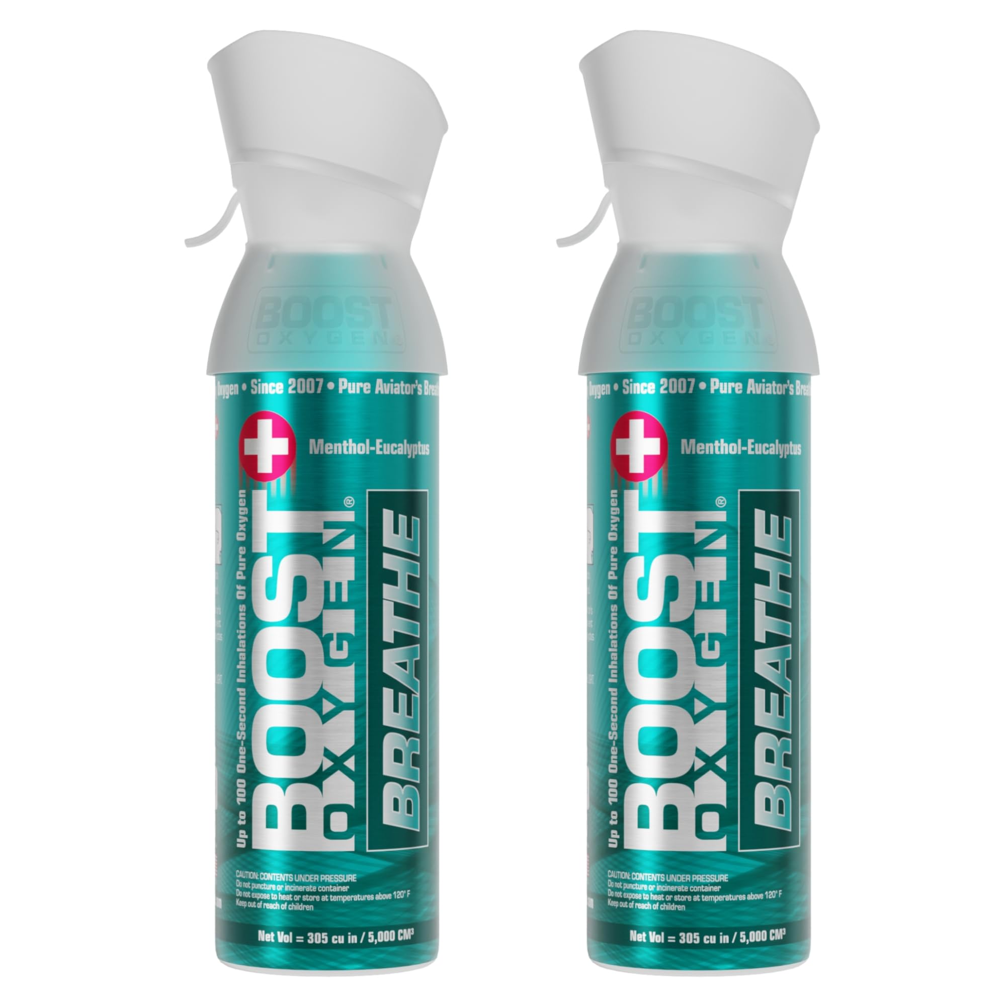 Boost OxygenMedium Breathe Menthol-Eucalyptus Aroma 5L Canister | Respiratory Support for Altitude, Performance & Health (2 Pack)