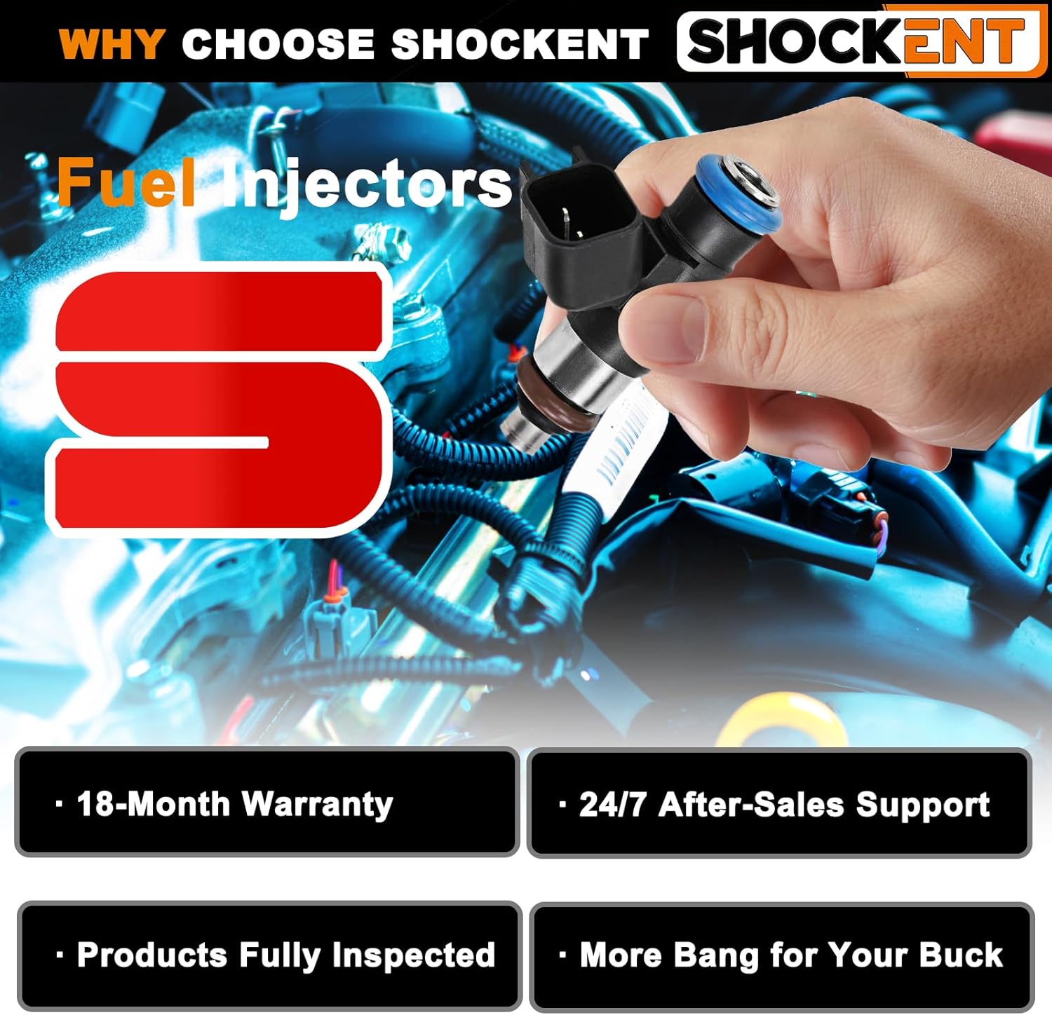 0280158191 Upgraded 4-hole Fuel Injectors Fit For:-Ford F150 2011-2014, Explorer 2011-2016, Edge 2011-2015, Mustang 2011-2014, Transit 2015-2019; For:-Lincoln MKX 2011-2018 - 6PCS