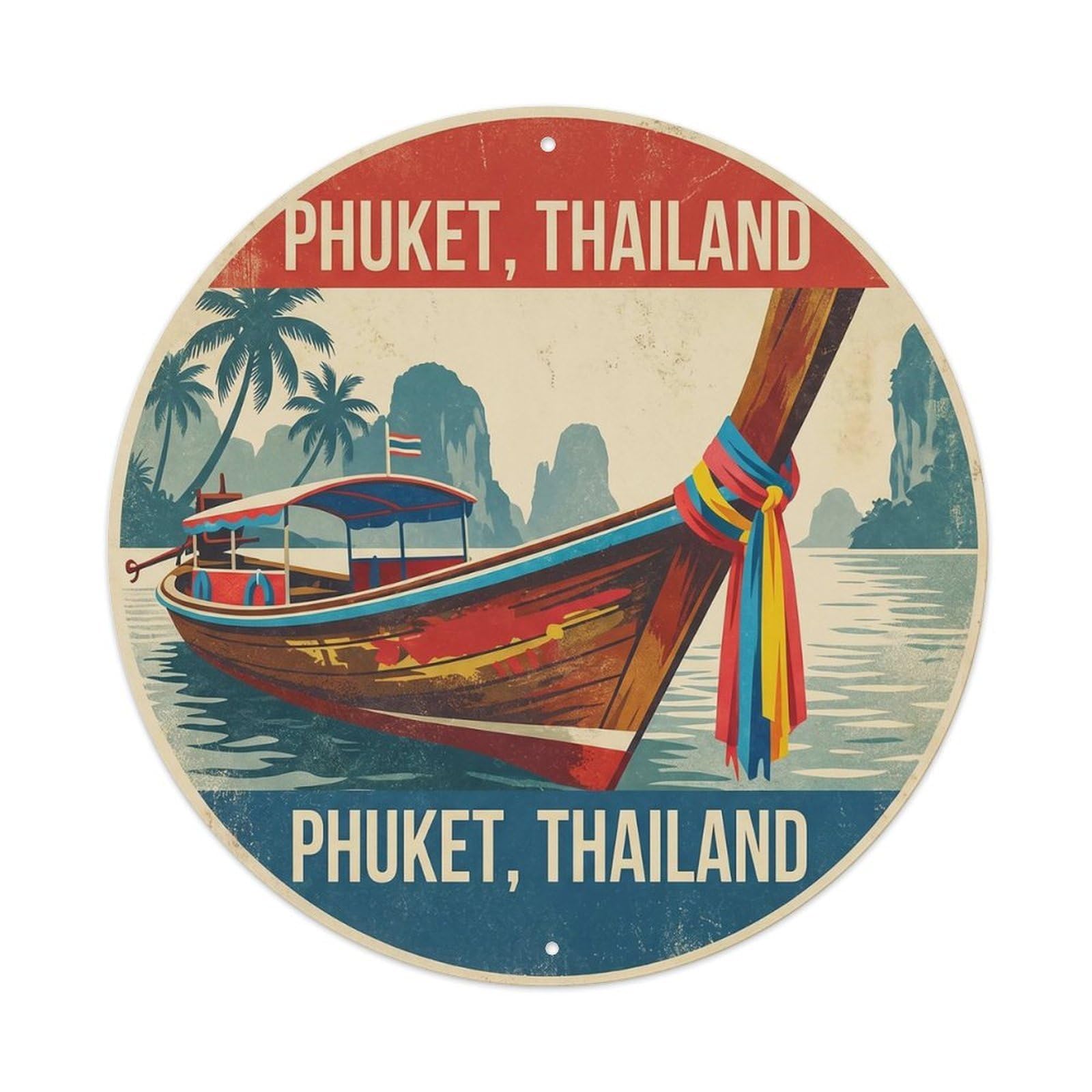 Phuket Longtail Boat Water Sports Travel Metal Tin Sign
