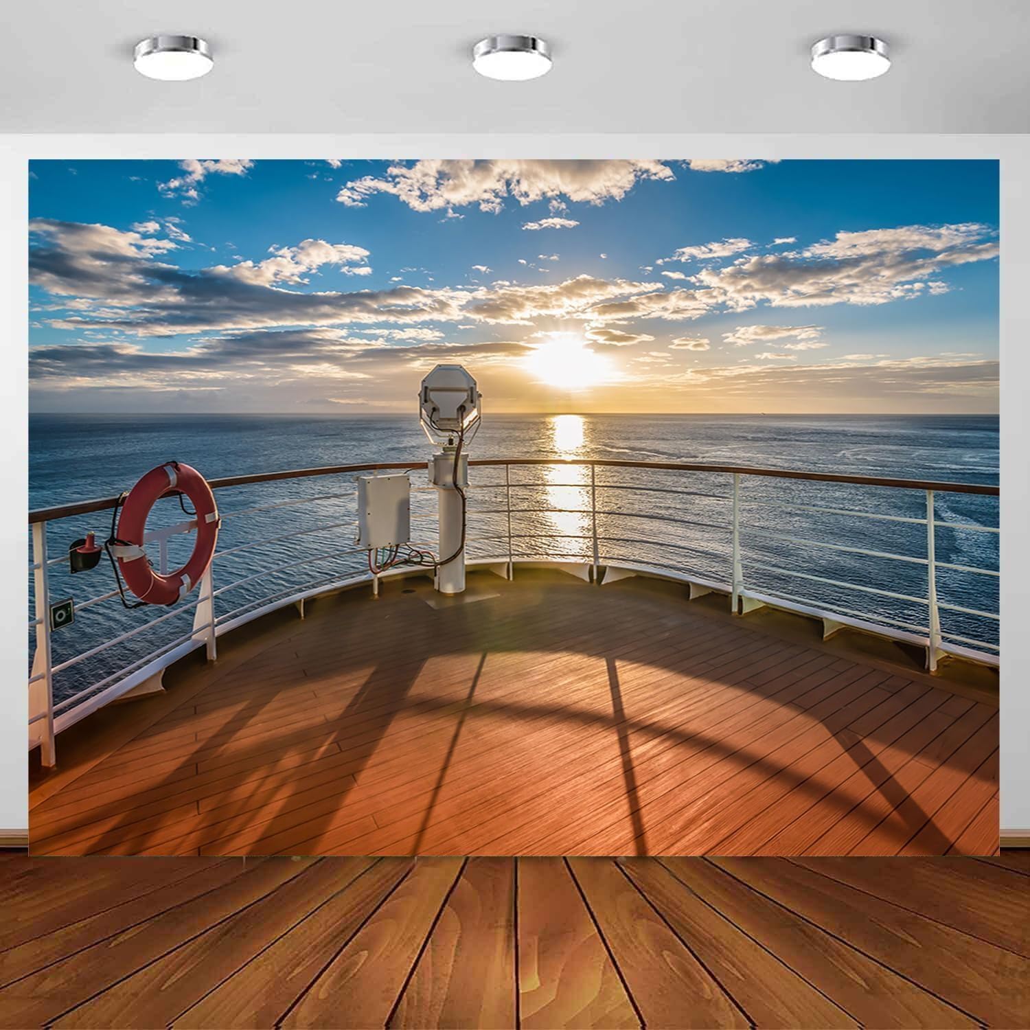 7X5ft Cruise Ship Backdrop Nautical Cruise Deck Theme Tropical Beach Yacht Party Decorations Boat Backdrop Sailor Photoshoot Props Banner