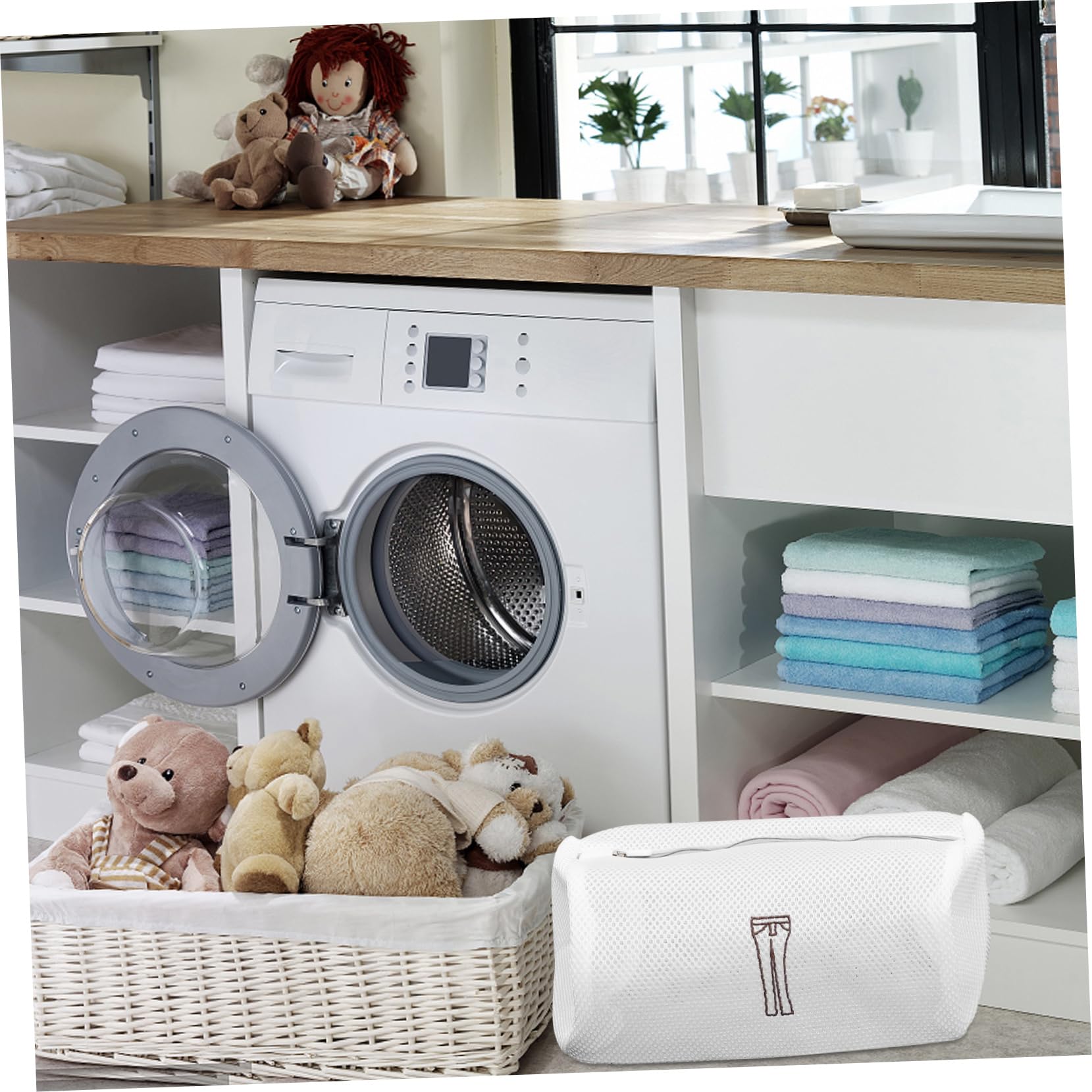 Set 6 Sacchetti per Bucato in Poliestere Rete Fine, Lavabili in Lavatrice, Protezione Completa per Indumenti in Spazi Piccoli e Dormitori, Design Raffinato Ricamato Bianco