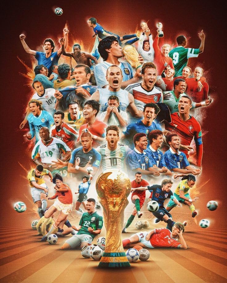 IDOLUSTER Soccer Champion Superstar Group Photo Messi,Ronaldo,Mbappé,Signed Poster For Kids Room...