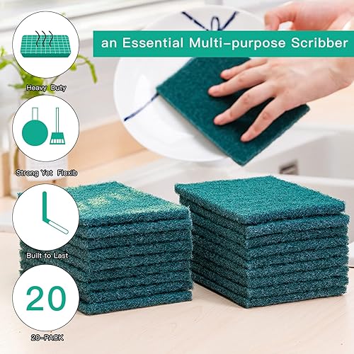 Miniatura 10 de Almohadillas de limpieza resistentes para limpiar platos, esponja, no rayan, verde, reutilizables, para cocina y utensilios de limpieza de platos