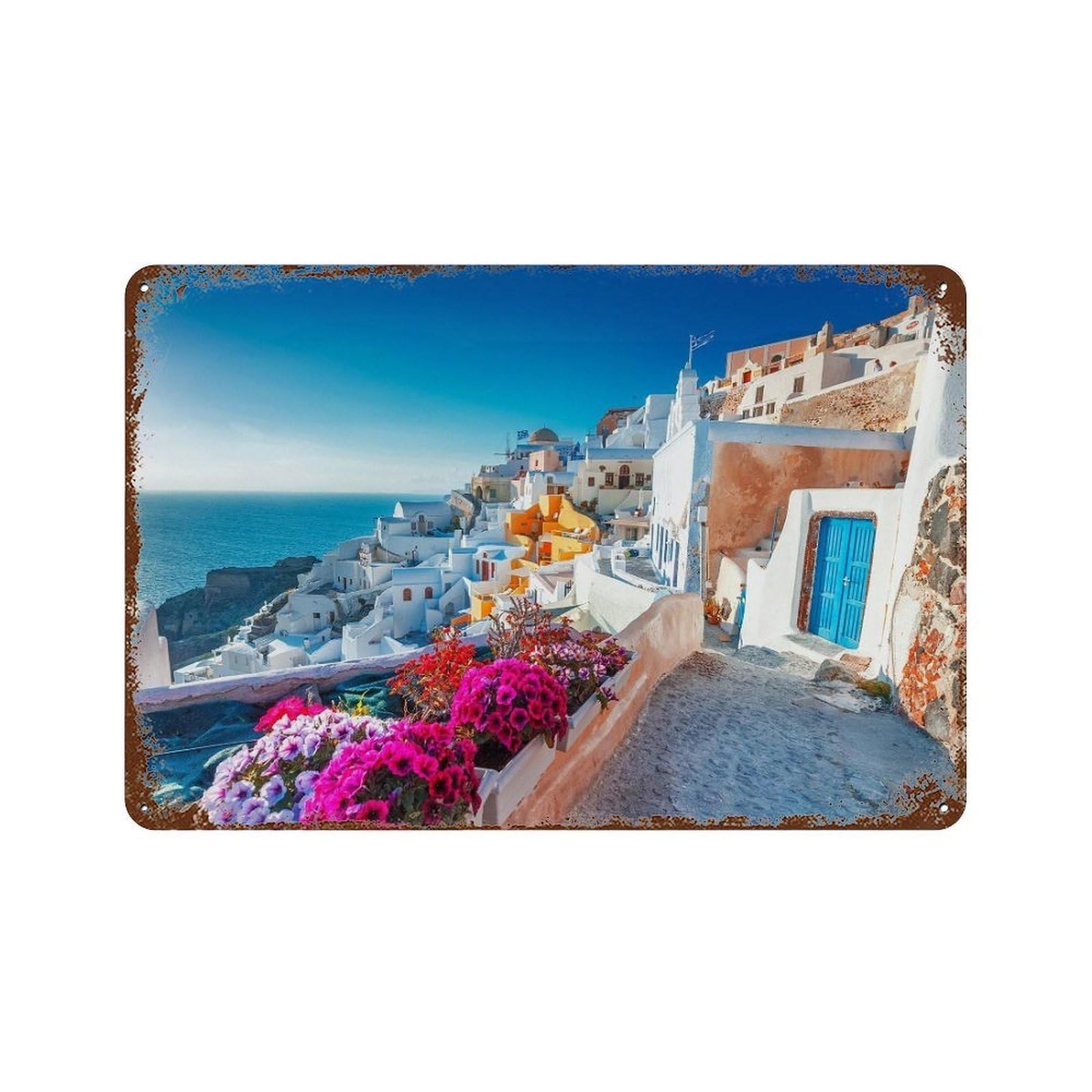 xiaoxiaoshen Real Photo Greece Decor Europe Wall Decor Art Metal Tin Poster Modern Home Decor Art Home Bar Shop Decorations Vintage Sign 20x30cm