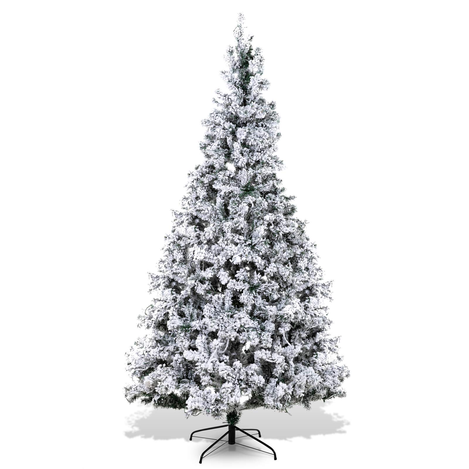 XmasExp 7.5ft Pre-Lit Snow Flocked Artificial Christmas Pine Tree Holiday Decoration with 500T Warm LED Lights, Include Storage Bag, Topper and White Tree Skirt