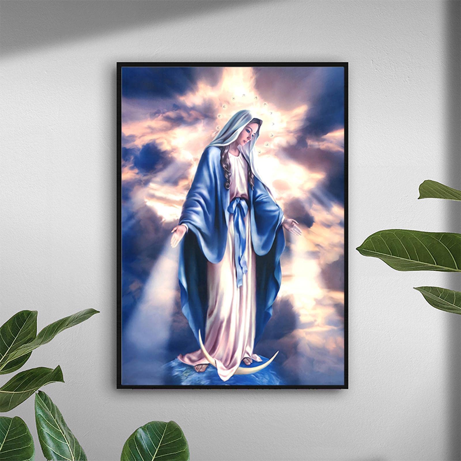 Amazon｜イエスと聖母マリアのキャンバス絵画ウォールアートポスター