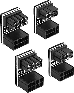 SinLoon ATX 8Pin Female to 8pin Male 180 Degree Angled Adapter for Desktops Graphics Card 4 Pack (8Pin)