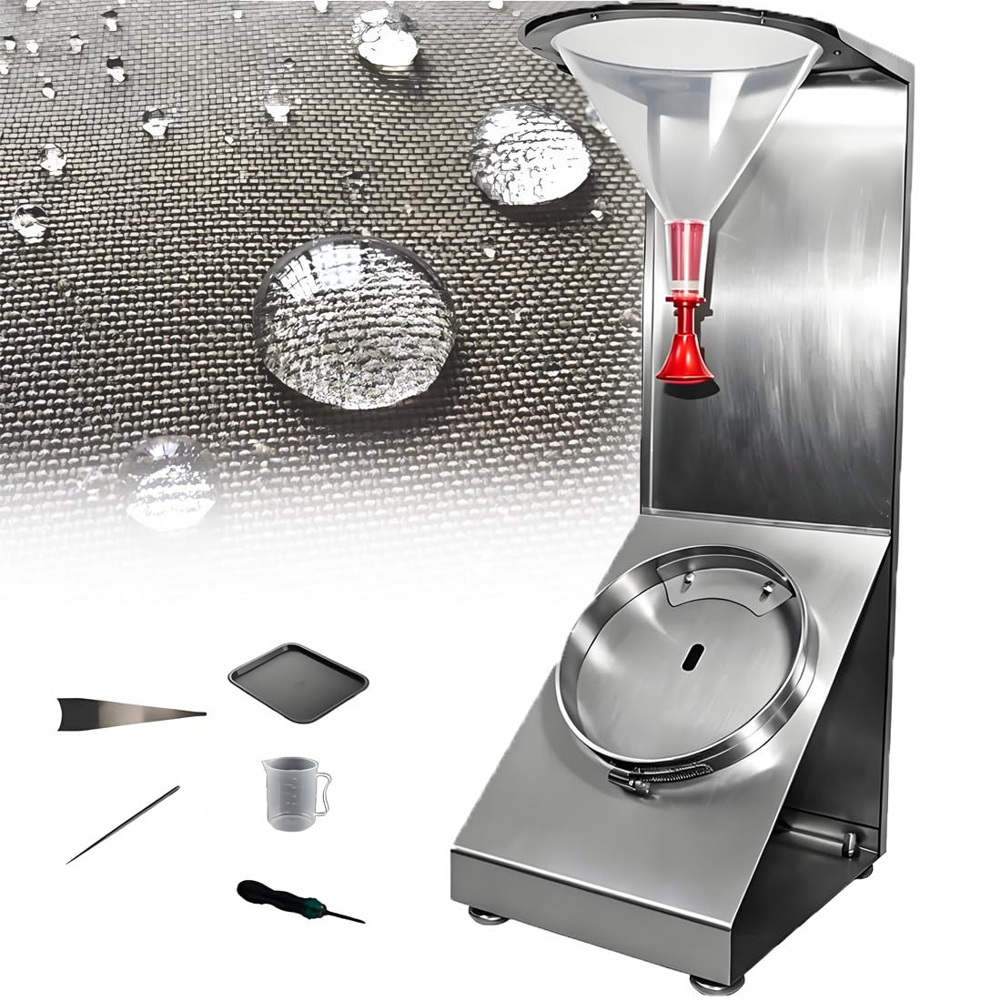QuinteZhenTially 45-Degree Waterproof Testing Equipment with 500ml Funnel,Fabric Spray Rating Tester,Textile Fabric Spray Tester,for Textile,Garment Manufacturing Industries Withchart