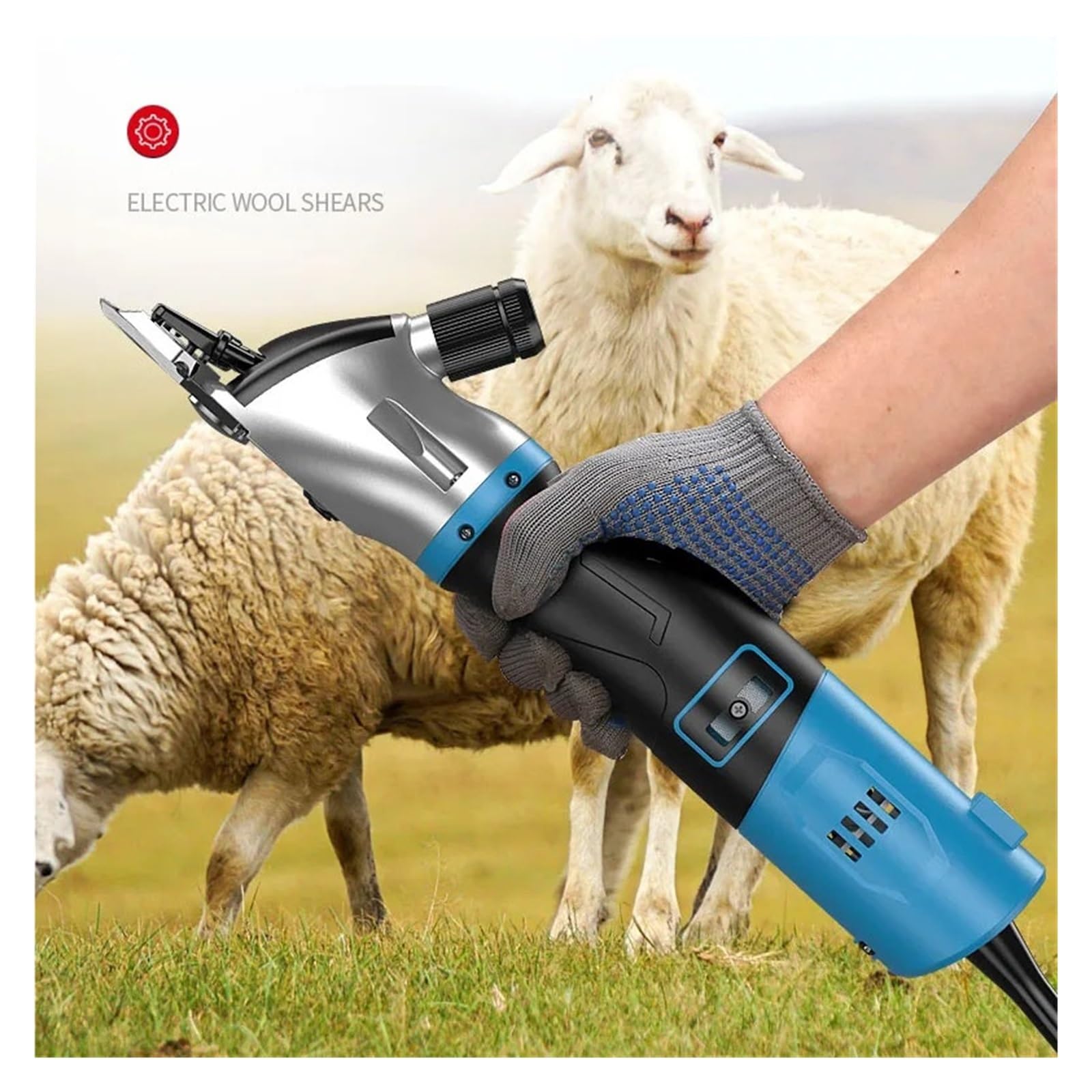 Cizalla EléCtrica para Lana Esquiladora Eléctrica For Pelo De Ovejas, Camellos, Vacas Y Cabras, con Potente Motor De 1850 W Y 1900 W, Cortadora De Lana De Alpaca(C-1900)