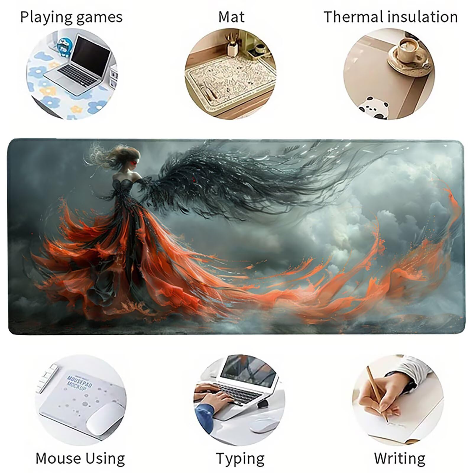 Gris Alfombrilla Ratón XXL 1600x800x3mm, Mujer Grande Mouse Pad B-9248 | Alfombrilla Ratón Gaming Mejora la Precisión y la Velocidad, Alfombrilla Escritorio para Jugadores de PC, Oficina