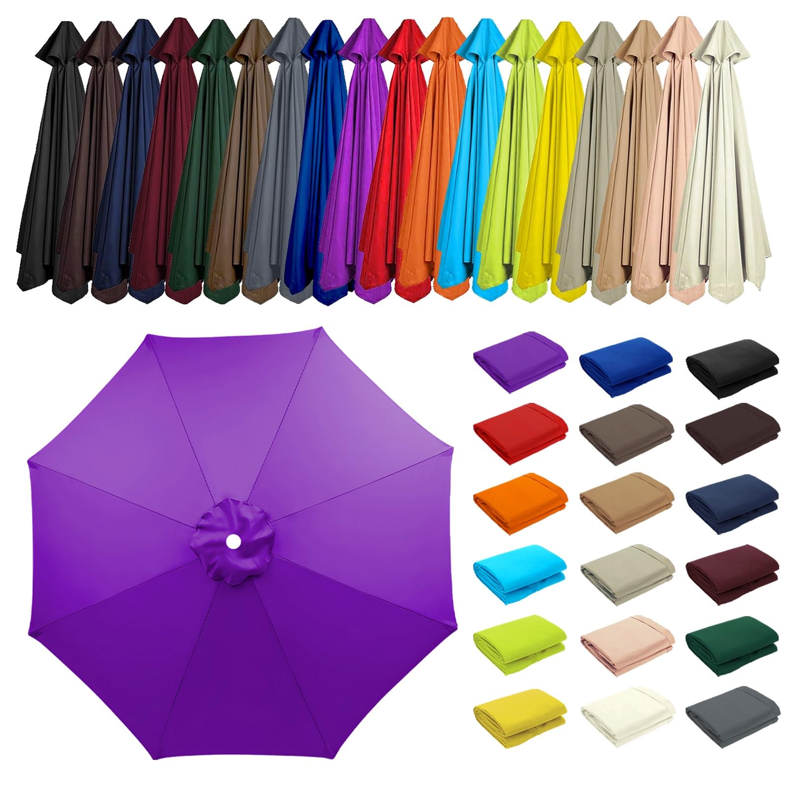 2/2.30/2.5/2.7/3.0/3.5m Umbrella Replacement Top Cover, 8 Arms Outdoor Replacement Top Cover, Patio Umbrella Replacement, Canopy Only, for Backyard, Patio, Pool, Beach(Purple,8 ribs: 2.30m/7.5ft) — image 1