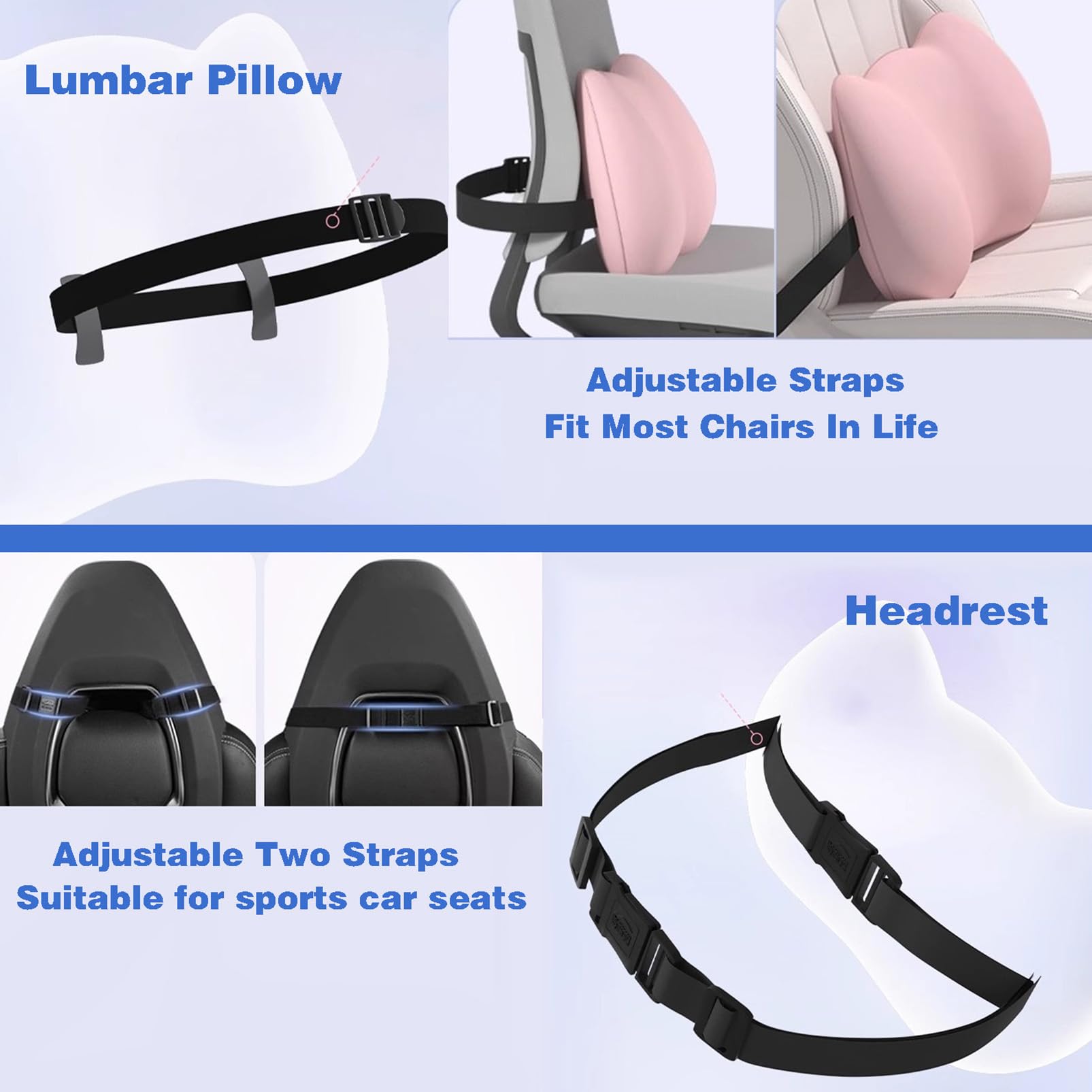 Almohada de apoyo lumbar para silla de coche, almohada lumbar de oficina, cojín de espuma viscoelástica, soporte de espalda para silla de oficina, respaldo ortopédico,Beige