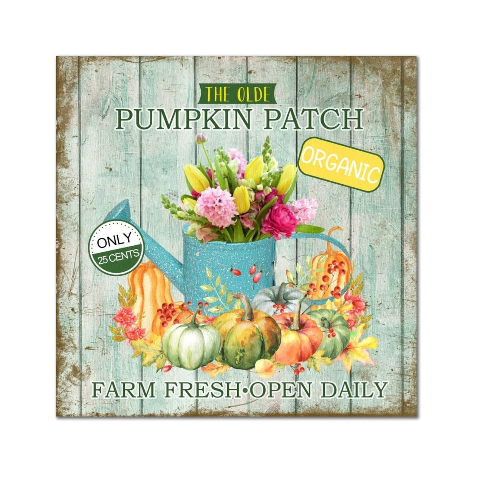 Plaque en bois The Old Pumpkin déco murale vintage maison cuisine chambre 35cm