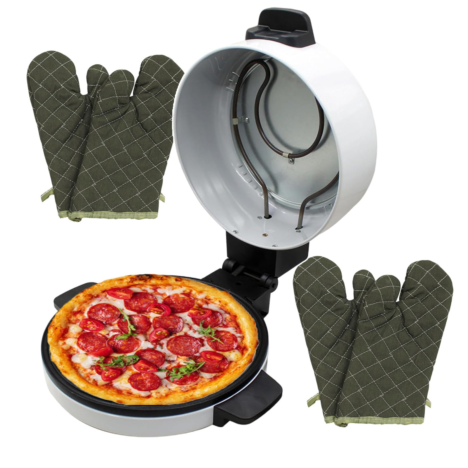 Miniaturowy elektryczny piec do pizzy z 11,8-calowym piecem kamiennym z powłoką zapobiegającą przywieraniu, przenośna maszyna do pizzy o mocy 2000 W do użytku domowego