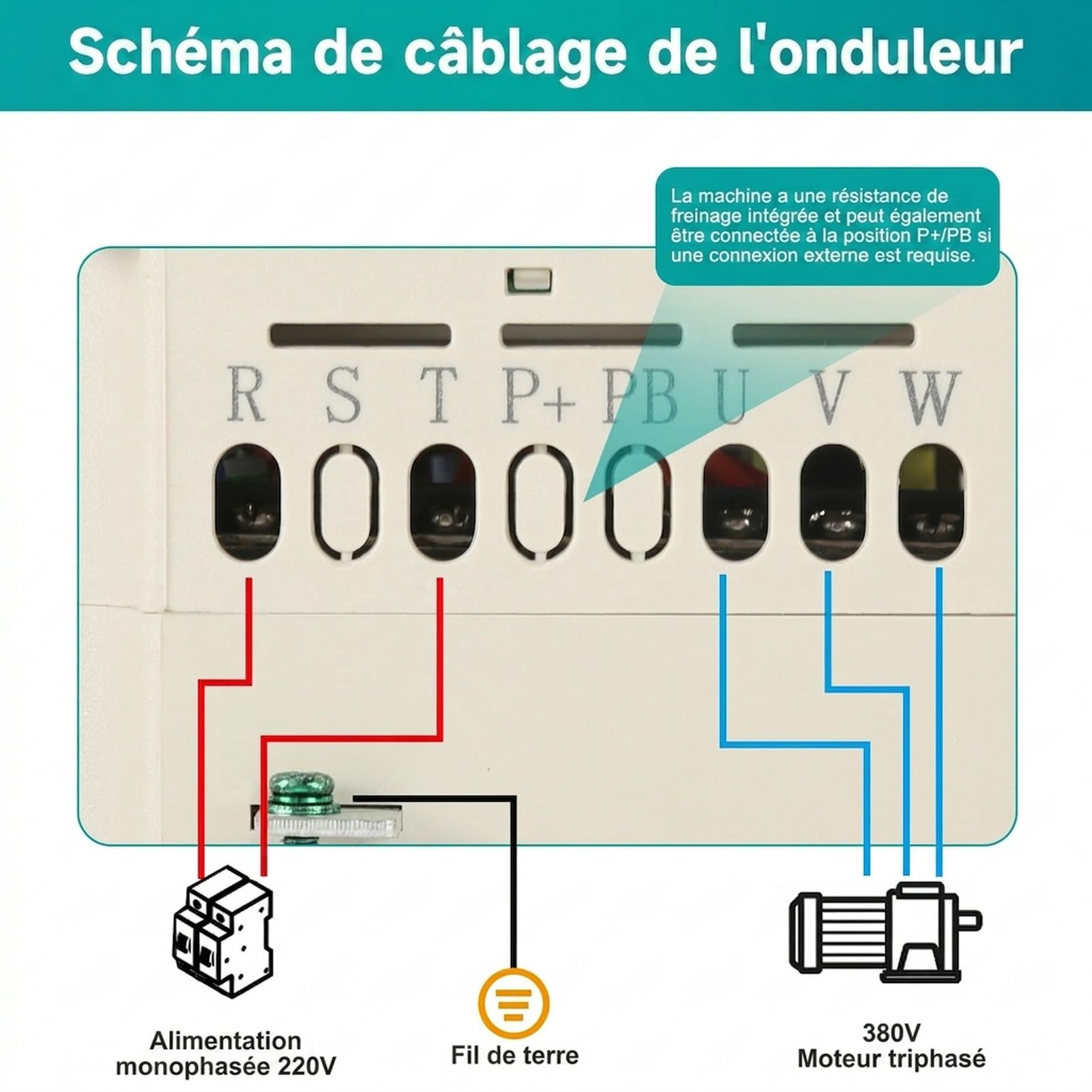 Transformateur 220V 380V Convertisseur de fréquence Entrée monophasée 220V Sortie triphasée 380V 2.2KW Variateur de fréquence CNC Modèle d'usine JLS-E-2S-2.2GB-4T (avec câble d'extension 2m)