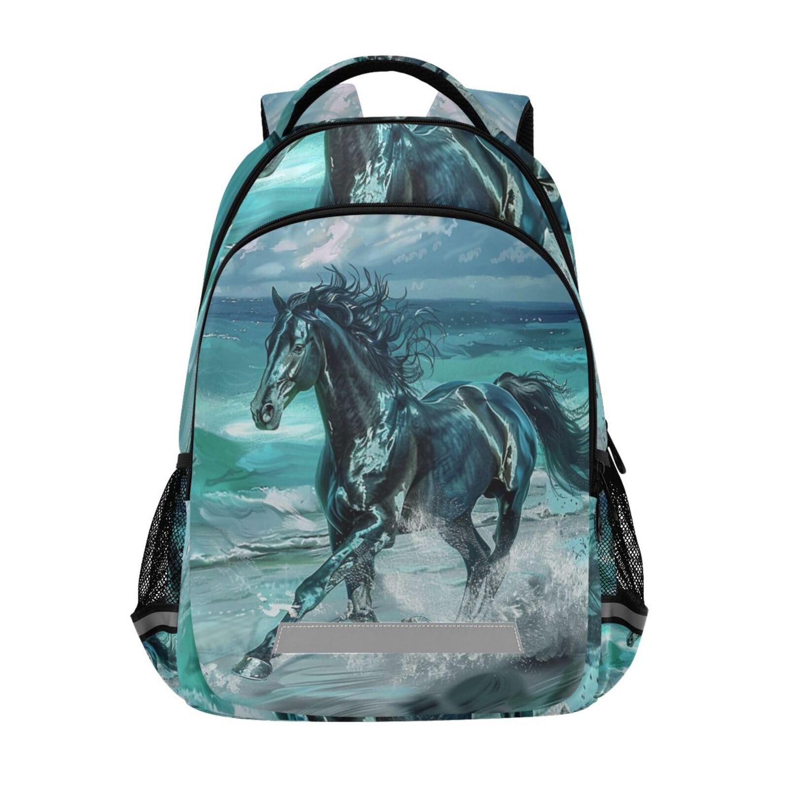Wzzzsun Arte Vintage Caballo Animal Mochila Niño y Niña, Mochilas Escolar Grande Reflectante para Infantil Mochila Portátil de Mujer Hombre Viaje