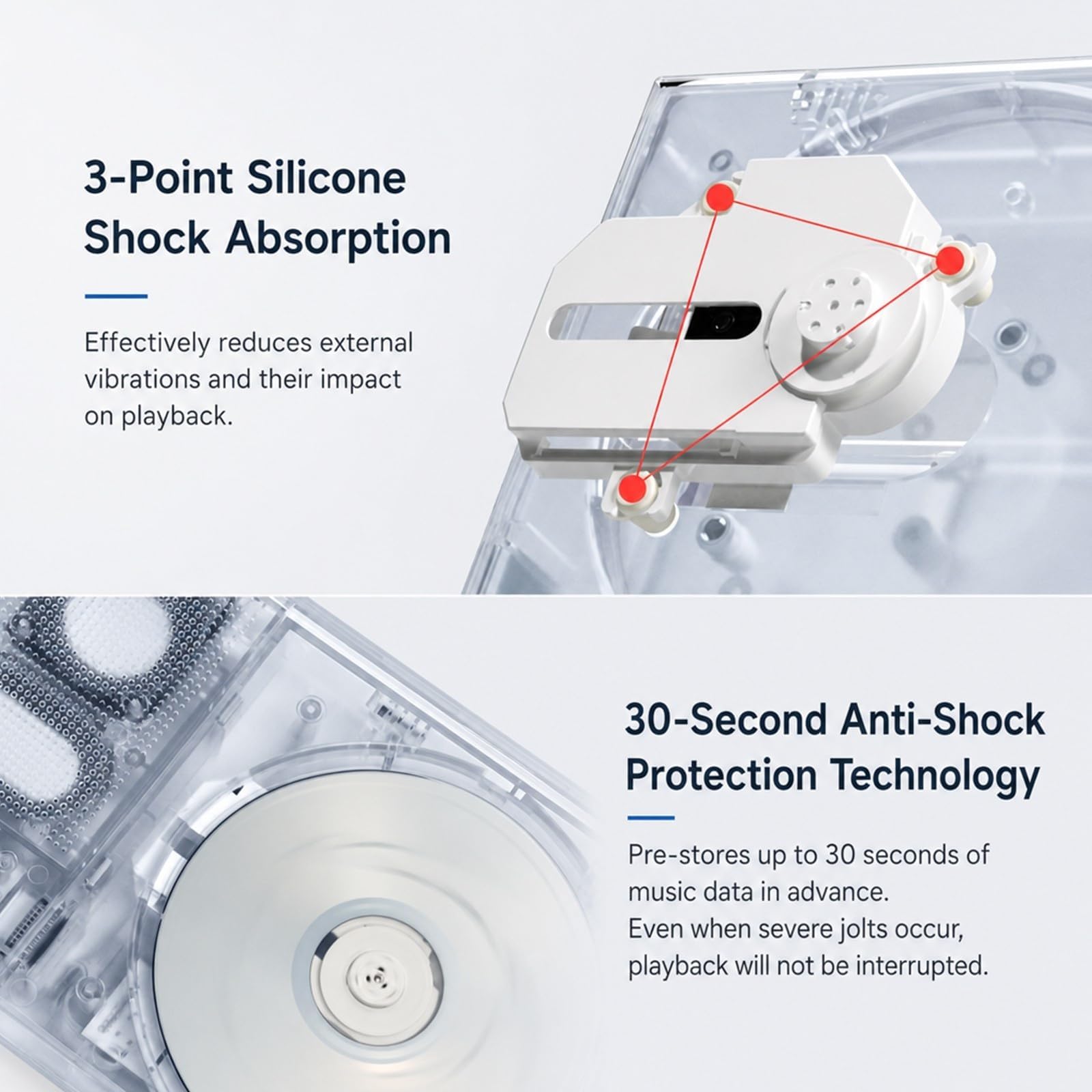 Lettore CD Bluetooth Portatile, Lettore CD da Tavolo Separabile