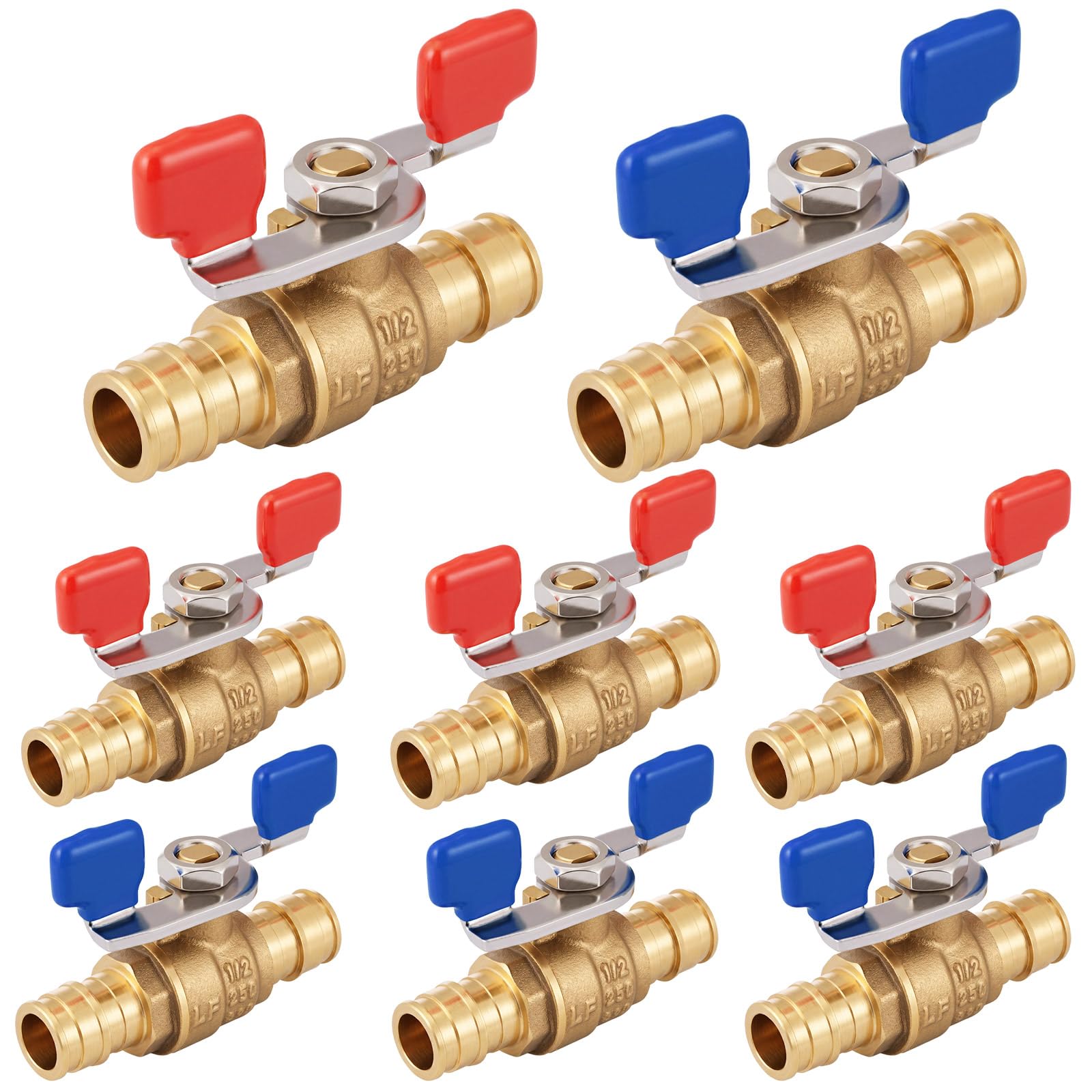 8 Pack 1/2" Pex-A Expansion Ball Valve with Butterfly Level
