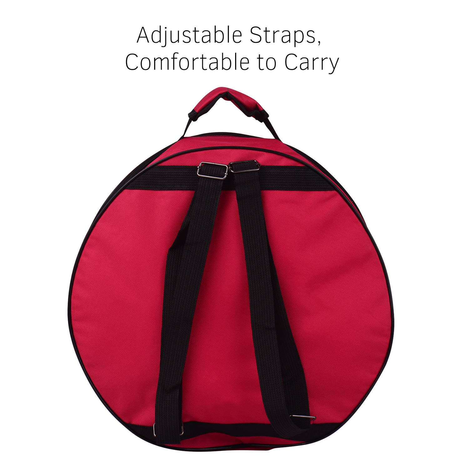 Black Snare Drum Rucksack Hülle, 14 -Zoll -Drum -Beutel mit Schultergurt Nylon Stoff, Außentaschen für Drum Sticks Musiklie Schütze Bequemer Trage (Rot)