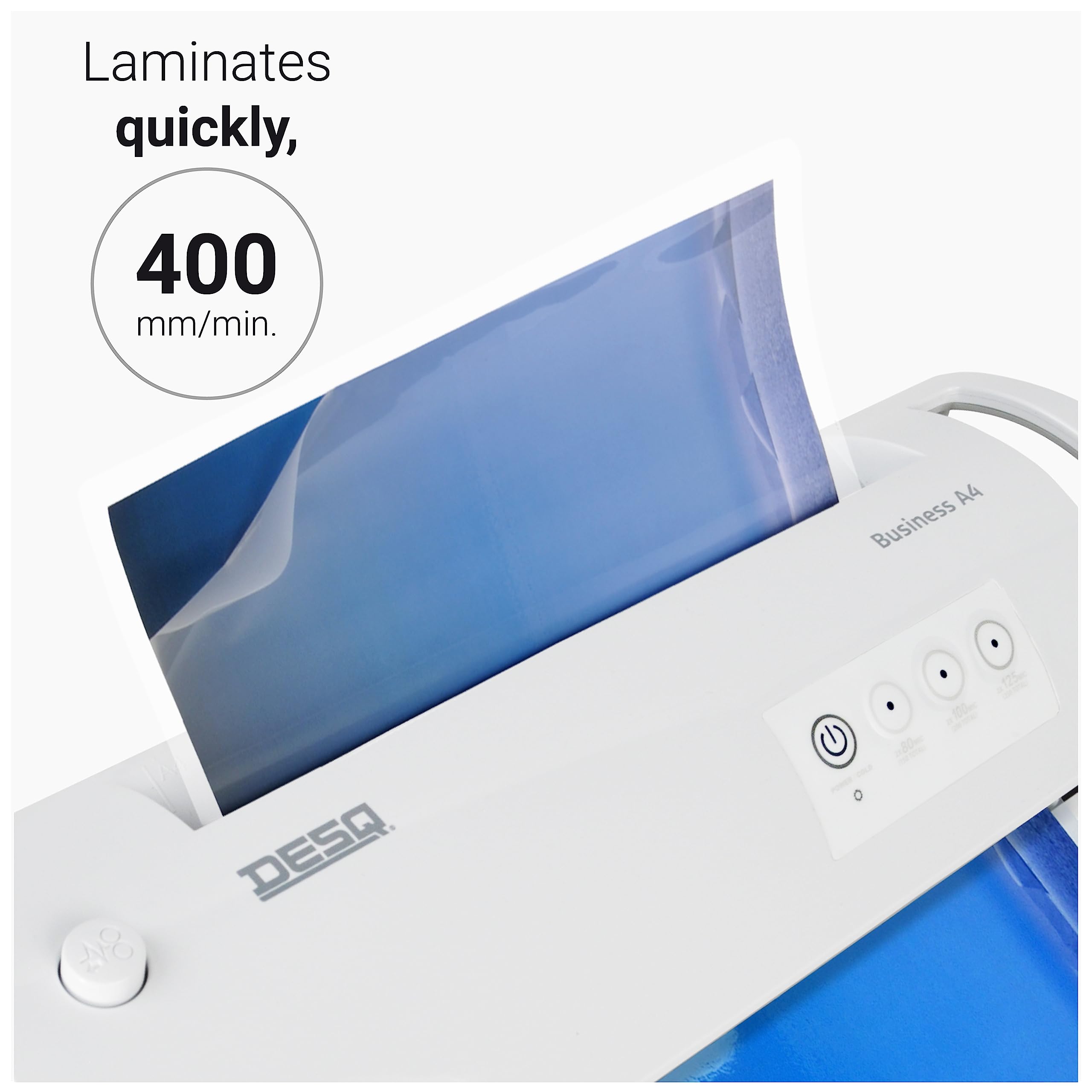 DESQ Laminator A4 Bussiness Classy - do 75 do 125 mikronów, Jam Free, 30 sek. Czas nagrzewania, High Speed, do biura i szkoły